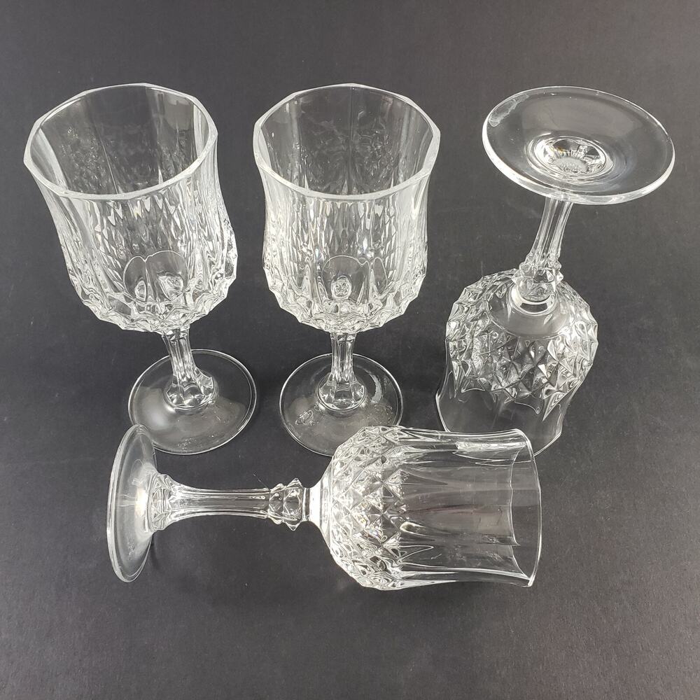 4 Cristal D'Arques Longchamp Lead Crystal Wine Glasses 6.5" France Dinner Party